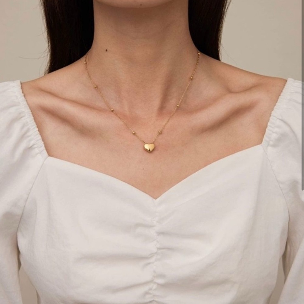 18k Gold Plated Heart Beaded Chain Necklace - Picture 2 of 4